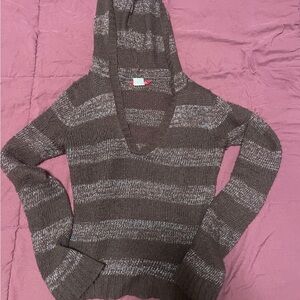 Brown Knit Hooded Sweater